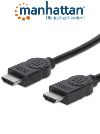 MANHATTAN 308816- Cable HDMI de Alta Velocidad de 1 Metro/ Resolucion 4K@30Hz/ Soporta 3D/ HDMI Macho a Macho/ Soporta Canal de Retorno de Audio (ARC)/ Blindado para Reducir Interferencia