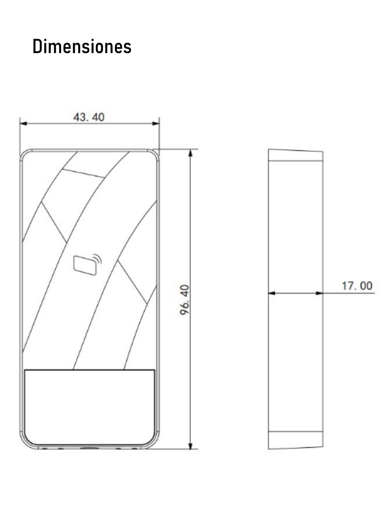 DAHUA ASR1200E-D - Lectora de tarjetas ID 125 Khz / Para exteriores / IP66 / Conexion Wiegand o RS485 / Indicador de luz y sonido