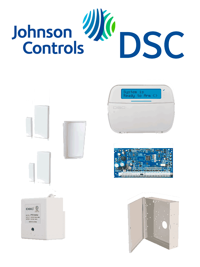 DSC NEO-RF-LCD-SB - Paquete NEO con 32 Zonas/ Panel HS2032/ Teclado Alfanumérico HS2LCDRF9 N / Gabinete GMX003 / 2 Contactos Inalámbricos PG9303 / 1 Detector de Movimiento PG9914 / Transformador/Sin Batería