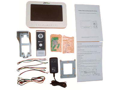 ZKTECO VDP03B3 Kit - Kit de Videoportero Analógico / Monitor de 7 Pulgadas / Frente de Calle con cámara de 1 MP / Angulo de Visión 87° / Conexión hasta 4 monitores