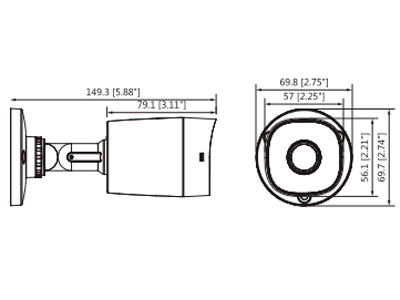 DAHUA HAC-B2A51N-0280B-S2 - Cámara bullet de 5 MP con lente de 2.8 mm y ángulo de visión de 106°. Incorpora IR de 20 m para visión nocturna, resistente IP67, y materiales metálicos. Compatible con CVI, CVBS, AHD y TVI