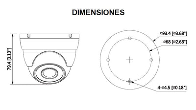 DAHUA HAC-HDW1200MN-0280B - Camara Domo 1080p/ Metálica/ Lente de 2.8mm/ 101 Grados de Apertura/ Ir de 30 Metros/ IP67/ DWDR/ BLC/HLC/AGC/ Soporta HDCVI/TVI/AHD/CBVS/