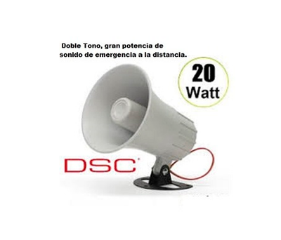 DSC SD20W - Sirena Cableada para Exterior 12 VCD 20W 2 tonos 110 dB