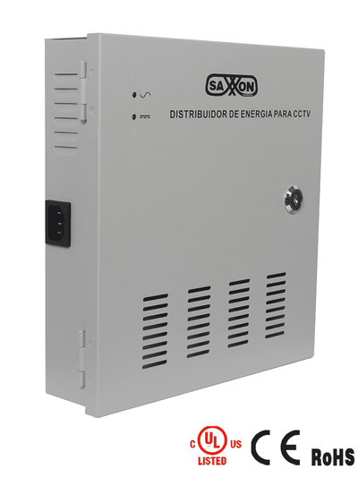 SAXXON PSU1220-D9 - Fuente de Poder de 12 vcd/ 20 Amperes/ Para 9 Camaras/ 2.2 Amperes por Canal/ Protección contra Sobrecargas/ Certificación UL/
