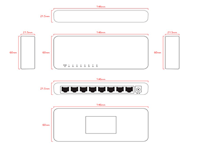ZKTECO ESE85G- Switch para Escritorio de 8 Puertos / Gigabit Ethernet / Diseño Compacto / Auto MDI/MDIX / Indicadores de funcionamiento / Carcasa de Plástico / No Administrable