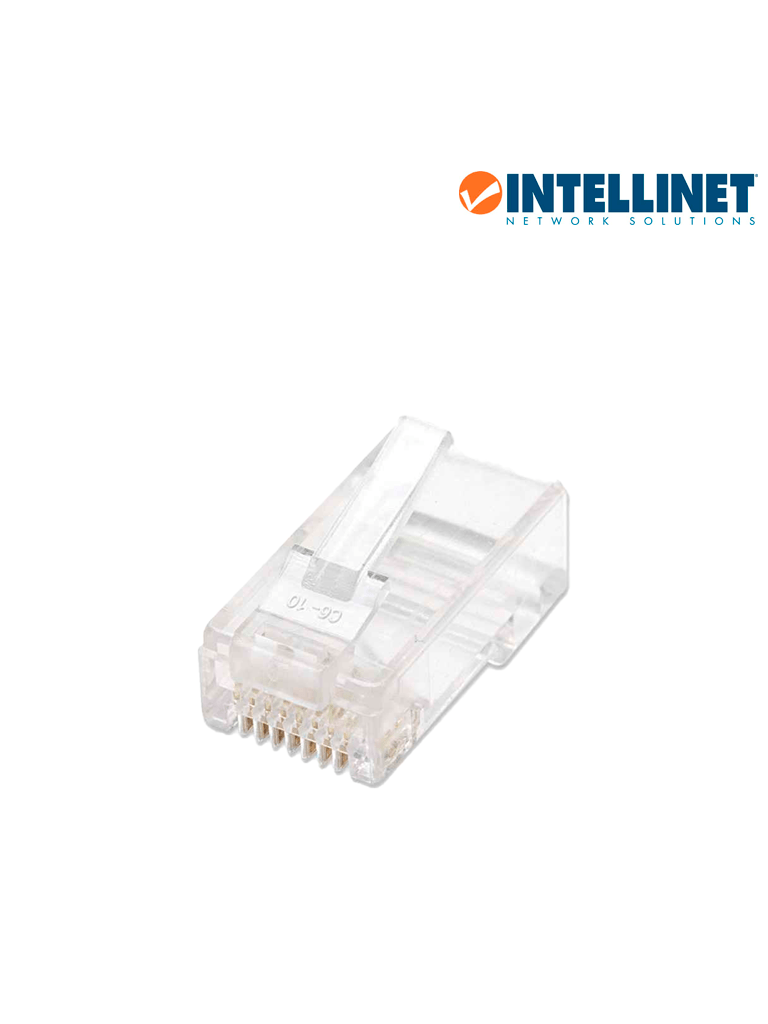 INTELLINET 502399 - Enchufe RJ45 CAT5E sólido UTP, bote de 100 piezas, con 15 micras de oro.