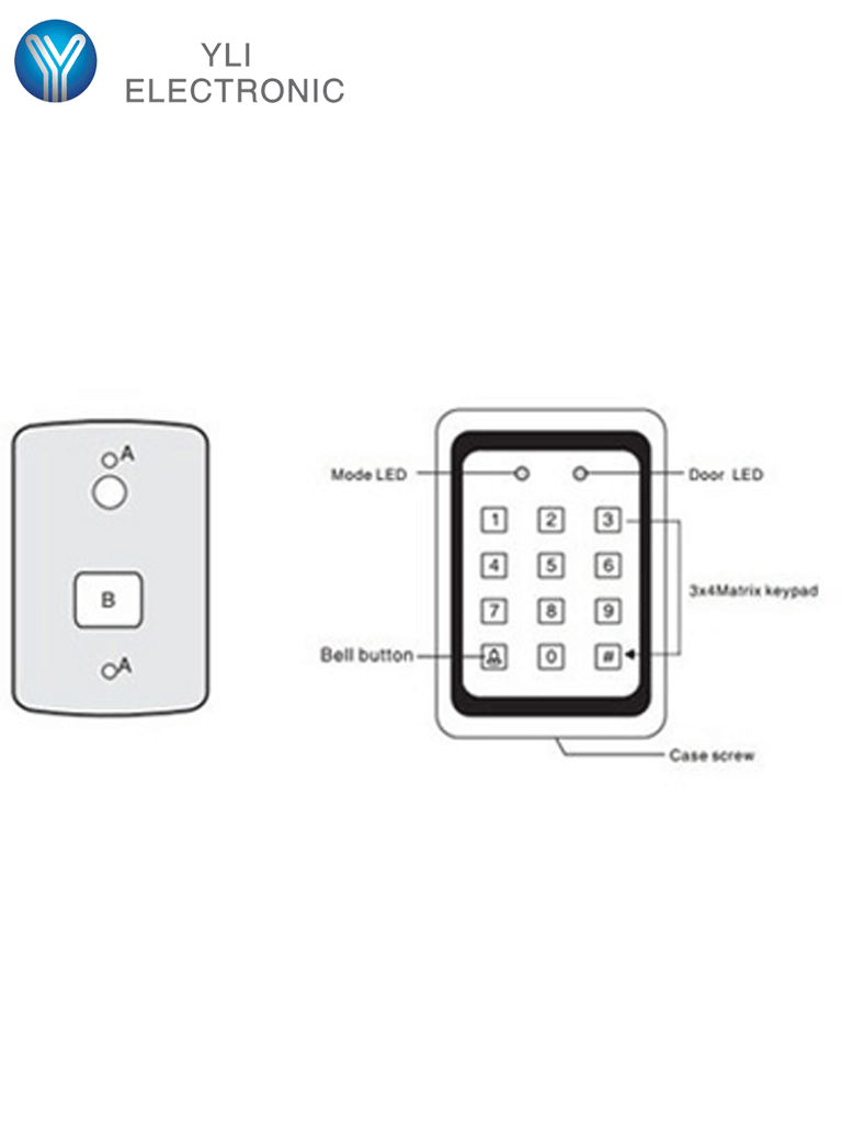 YLI YK568L - Teclado para Control de Acceso / Salidas NC y NO / Exterior e Interior / 500 Usuarios password o tarjeta ID 125 Khz