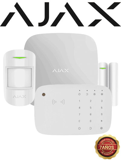 AJAX KIT BASIC KEYPADCOMBI - Panel de alarma Hub2 conexión ETHERNET APP “AJAX PRO” iOS y Android , 1 sensor de movimiento, 1 detector para puerta o ventana, 1 Teclado táctil inalámbrico con sirena incluida y lector DESFire.