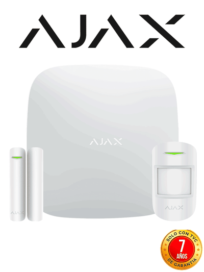 AJAX KIT BASIC - Panel de alarma Hub 4G conexión Ethernet y una ranura sim 4G / APP “AJAX PRO” iOS y Android , 1 sensor de movimiento y 1 detector de puerta o ventana con entrada auxiliar en color blanco #AJAXBDAYS