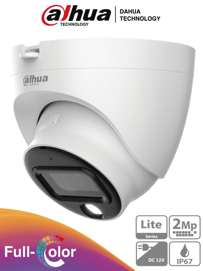 DAHUA HAC-HDW1209TLQN-LED - Cámara Domo Full Color de 2 Megapíxeles/ 1080p/ Lente e 2.8mm/ 106 Grados de Apertura/ 20 Metros de Iluminación/ Instalación Rápida/ IP67/ DWDR/ Starlight/