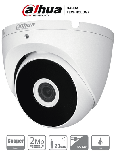DAHUA HAC-T2A21N-28 - Camara Domo de 2 Megapixeles/ 1080p/ Lente 2.8 mm/ 100 Grados de Apertura/ IR de 20 Metros/ Metalica/ IP67/ Soporta: CVI/TVI/AHD/CVBS/