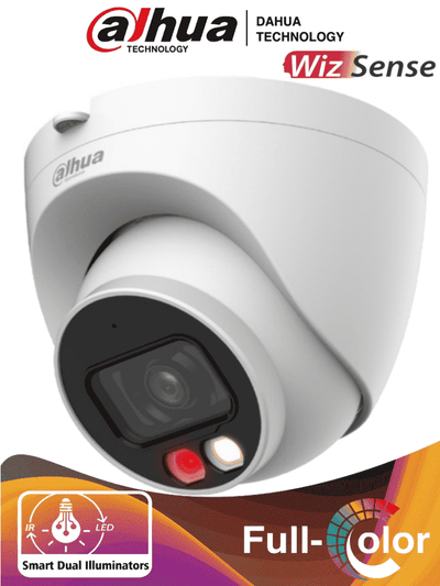 DAHUA IPC-HDW2249T-S-IL Cámara IP Domo de 2 Megapixeles/ Con Iluminador Dual Inteligente+Full Color/ WizSense/ Lente de 2.8mm/ 107 Grados de Apertura/ 30 Mts de IR y Luz Visible/ Microfono Integrado/ WDR/ Ranura para Micro SD/ SMD Plus/ PoE/