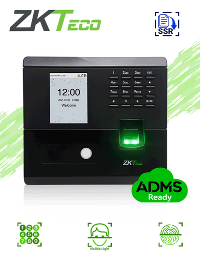ZKTECO MB10VL- Control de Asistencia y Acceso simple / 500 huellas / 100 rostros Luz Visible / 50000 eventos / TCPIP