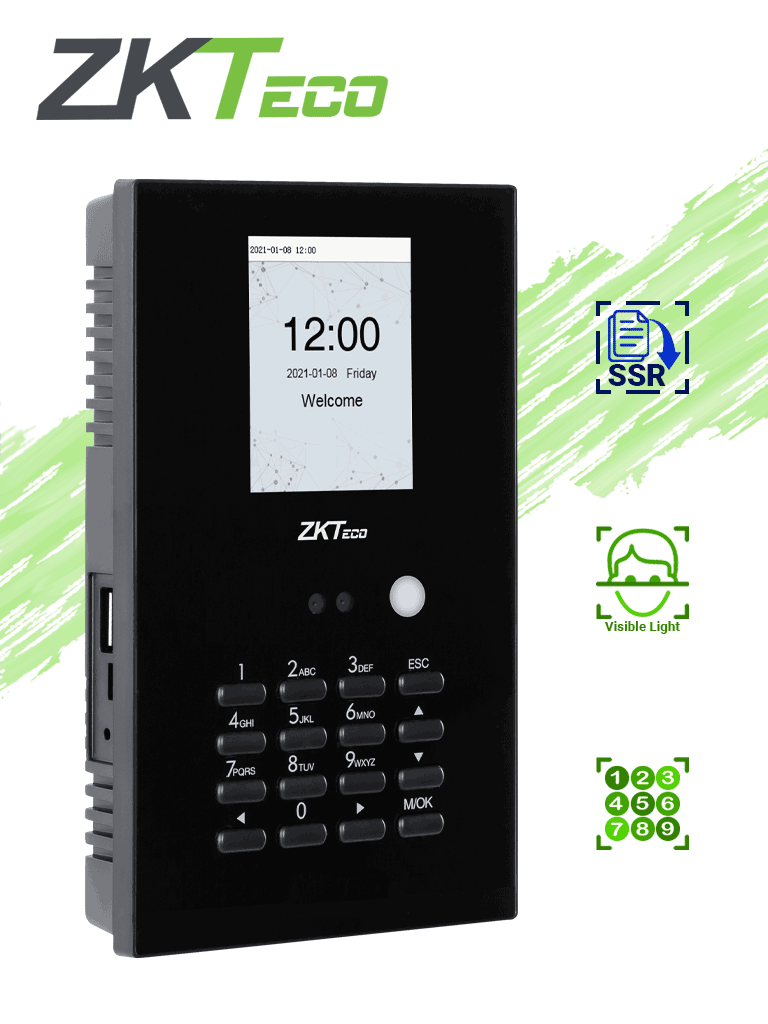 ZKTECO LFACE10 - Control de asistencia facial Visible Light / 100 rostros / 50,000 eventos / Función SSR para descargas en hojas de cálculo por USB
