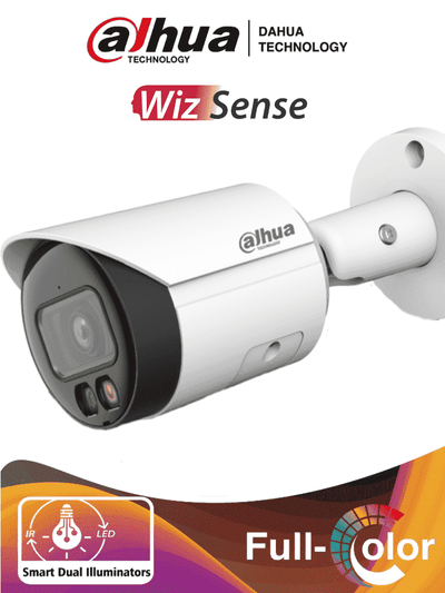 DAHUA IPC-HFW2449S-S-IL - Camara Bullet IP 4 Megapixeles/ Iluminador Dual Inteligente+Full Color/ WizSense/ Lente de 2.8mm/ 95 Grados/ Microfono Integrado/ 30 Mts de IR y Luz Visible/ Metal/ Ranura MicroSD/ WDR 120dB/ SMD Plus/ PoE/