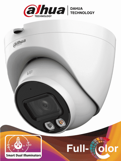 DAHUA IPC-HDW2449T-S-IL - Camara Domo IP de 4 Megapixeles/ Con Iluminador Dual Inteligente+Full Color/ WizSense/ Lente de 2.8mm/ 95 Grados/ Microfono Integrado/30 Mts de IR y Luz Visible/Metálica/Ranura MicroSD/WDR de 120 dB/SMD Plus/PoE/
