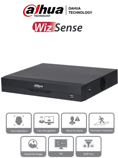 DAHUA NVR2104HS-P-I2 NVR DE 8 Megapixeles/ 4k/ 4 Canales IP/ WizSense/ 4 Puertos Poe/ H265+/ Rendimiento de 80 Mbps/ HDMI y VGA/ 1 Ch de Reconocimiento Facial/ Protección Perimetral/ SMD Plus/ 1 Bahía de Disco Duro de 10 TB/