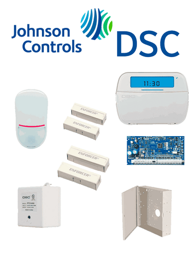 DSC NEO-ICON-SB - Paquete SERIE NEO con panel HS2032 de 8 zonas cableadas expandible a 32/Teclado de Iconos HS2ICN /Sensor PIR LC200s- PI Cableado/2 contactos blancos cableados/Transformador/Gabinete GTVCMX003/Sin Batería/