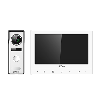 DAHUA KTA02 - Kit de Videoportero Analógico/ Monitor con Pantalla de 7 Pulgadas/ Botones Touch/ Frente de Calle con Camara de 1.3 Megapixeles/ DWDR/ IP66/ Apertura de Puerta/ Soporta Hasta 2 Frentes de Calle + 3 Monitores/
