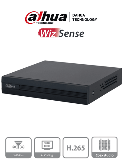 DAHUA XVR1B04-I - DVR de 4 Canales 1080p Lite/ WizSense/ Cooper-I/ H.265+/ 4 Canales+1 IP o Hasta 5 Canales IP/ 4 Canales con SMD Plus/ Busqueda Inteligente (Humanos y Vehiculos) Codificación Inteligente/ 1 Puerto Sata/ 