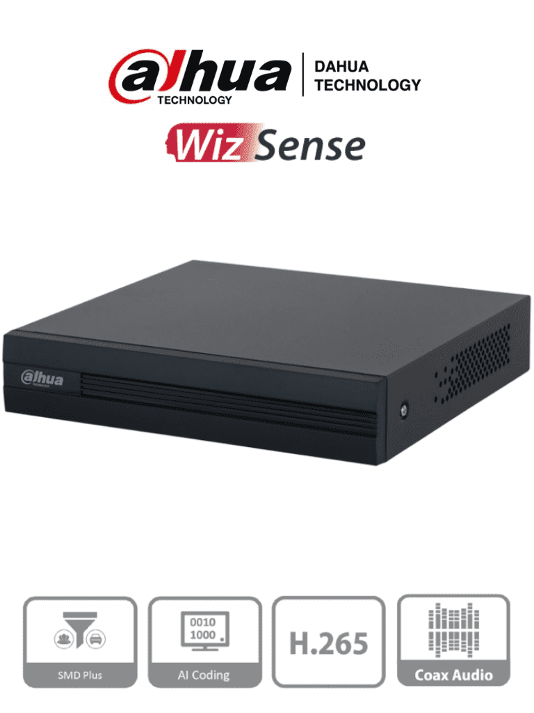 DAHUA XVR1B08-I - DVR de 8 Canales 1080p Lite/ WizSense/ Cooper-I/ H.265+/ 8 Canales+2 IP o Hasta 10 Ch IP/ 4 Canales con SMD Plus/ Busqueda Inteligente (Humanos y Vehiculos)/ Codificación Inteligente / 