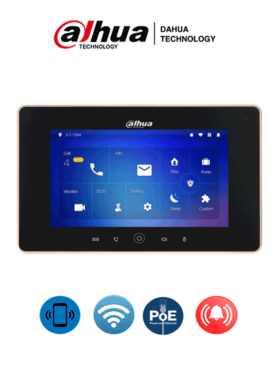 DAHUA VTH5221DS2 - Monitor IP Touch de 7 pulgadas / Conexion WiFi y Ethernet / PoE 802.3af/ Soporta MicroSD Hasta 32GB / Hasta 32 Camaras IP/ Hasta 20 Frentes de Calle/