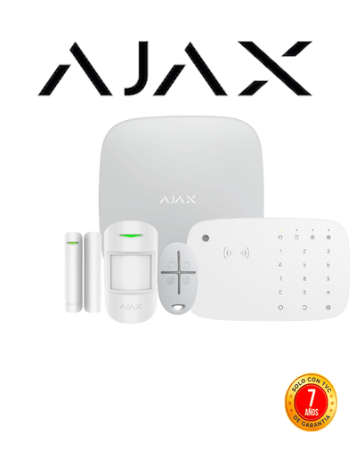 JAX KIT RES KEYPADCOMBI - Panel de alarma Ethernet/4G color Blanco/ APP “AJAX PRO” iOS y Android, 1 sensor de movimiento, 1 detector para puerta/ventana, 1 Teclado táctil inalám con sirena incluida y lector DESFire, 1 Llavero inalám