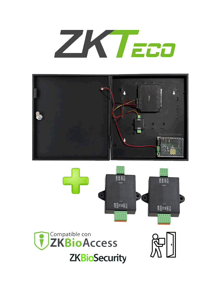 ZKTECO C2260WRPack - Panel de Control de Acceso de solo Tarjeta para 2 Puertas con Convertidor de 485 a Wiegand / Controla hasta 10 Puertas Incorporando Expansor DM10 / Comunicación TCP/IP / Compatible con Biosecurity y BioAccess / #ZK30