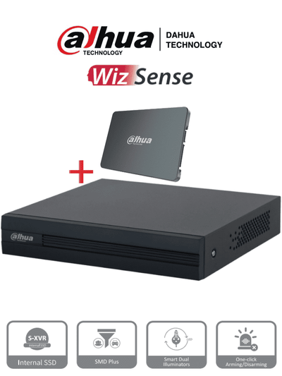 DAHUA XVR1B08-I-SSD - DVR de 8 Canales 1080p Lite/ Con Disco SSD de 512GB Especial para Videovigilancia/ S-XVR Series/ WizSense/ H.265+/ 4 Canales con SMD Plus/ Búsqueda Inteligente (Humanos y Vehículos) / 