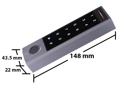 YLI YK1068APAK - Teclado touch para control de acceso standalone con métodos de verificación por huella, tarjetas ID o password / Soporta equipos esclavo por protocolo Wiegand / Señales NC y NO / Contiene 20tarjetas
