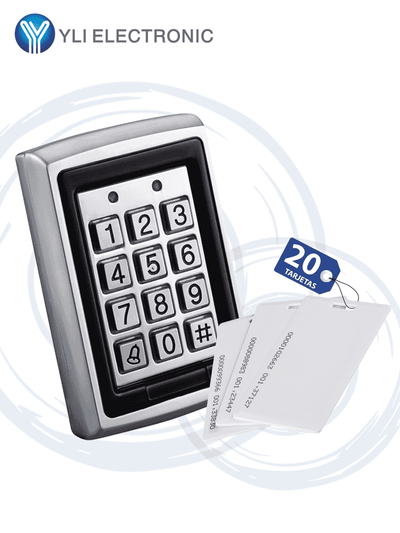 YLI YK568LPAK - Teclado para Control de Acceso con 20 tarjetas de proximidad / Salidas NC y NO / Exterior e Interior / 500 Usuarios password o tarjeta ID 125 Khz