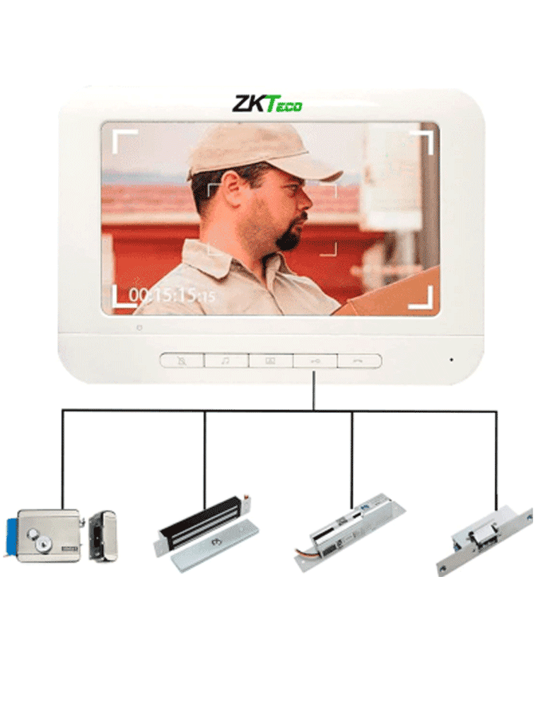 ZKTECO VDP03B3 Kit - Kit de Videoportero Analógico / Monitor de 7 Pulgadas / Frente de Calle con cámara de 1 MP / Angulo de Visión 87° / Conexión hasta 4 monitores 