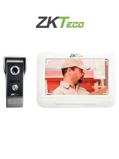 ZKTECO VDP03B3 Kit - Kit de Videoportero Analógico / Monitor de 7 Pulgadas / Frente de Calle con cámara de 1 MP / Angulo de Visión 87° / Conexión hasta 4 monitores 