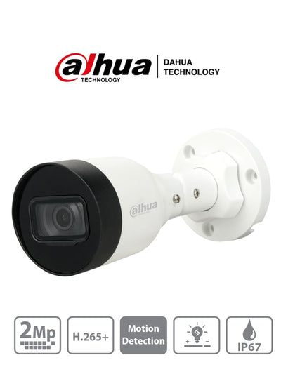 DAHUA IPC-HFW1230S1-S4 Camara IP Bullet 2 MP/ H.265+/ 20 Fps/ Lente de 2.8mm/ Angulo de 104/ IR DE 30 Mts/ IP67/ PoE/ DWDR/ HLC/