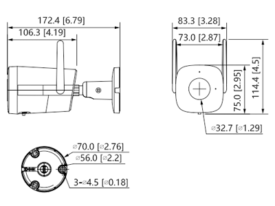 DAHUA IPC-HFW1230DT-STW Camara IP Bullet Wifi de 2 Megapixeles/ Lente de 2.8 mm/ 100 Grados de Apertura/ IR de 30 Metros/ H.265/ Microfono y Altavoz Integrados/ Ranura MicroSD/ IP67/ Detección de Humanos/