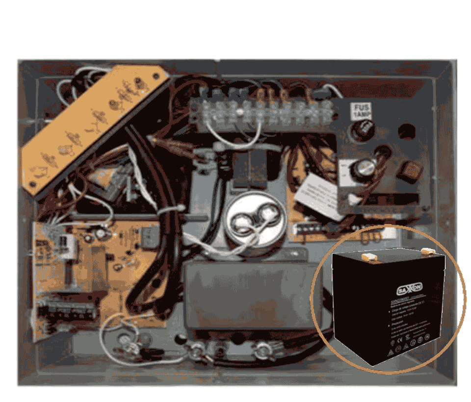 YONUSA EYNG12001BAT - Energizador de nueva generación de12,000 V con hasta 2,500 metros lineales, compatible con modulo Wifi, incluye Sirena de 30W con gabinete metálico y batería de respaldo de 12VDC a 4.5 Ah