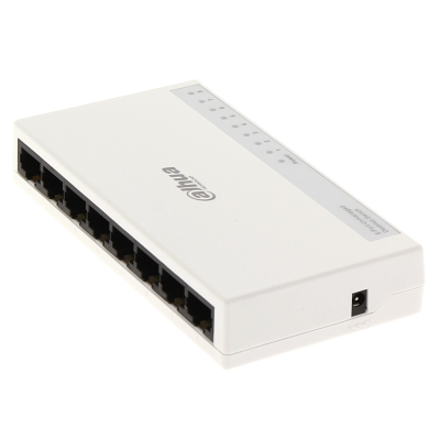 DAHUA PFS3008-8ET-L - Switch para Escritorio de 8 Puertos Fast Ethernet/ 10/100/ Diseño Compacto/ Capa 2/ switching 1.6 Gbps/ Velocidad de Reenvio de Paqutes 1.19 Mbps/