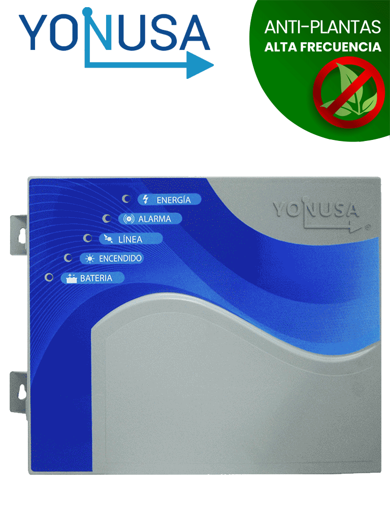 YONUSA EY10000127AF - Energizador alta frecuencia o anti plantas para cerco eléctrico, Incluye Interface con 2 zonas cableadas, salida de 10,000 V y hasta 10,000 metros lineales o 2,000 metros en 5 líneas, Soporta módulo WiFi