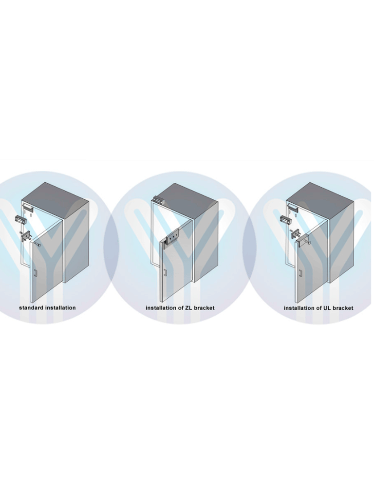 YLI YM60ZPACK Paquete de Cerradura Magnética YM60 60Kg (120LB) incluye Soporte de Fijación tipo Z
