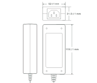 SAXXON PSU1204D - Fuente de poder regulada de 12 Vcc 4.1 Amperes/ Con Cable de 1.2 Metros/ Para Usos Multiples: Sistemas de CCTV, Acceso, ETC/ Certificación UL/