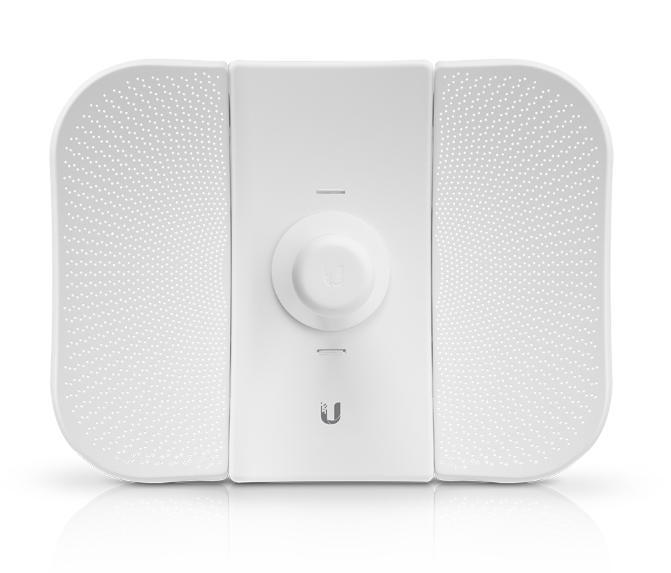 UBIQUITI LiteBeam M5 LBE-M5-23 - Radio (CPE) airMAX M5, operando en 5 GHz (5150 - 5875 MHz), con antena integrada de 23 dBi y potencia de transmisión de 25 dBm. Cuenta con 1 puerto Ethernet (10/100) y ofrece un rendimiento de hasta 100 Mbps