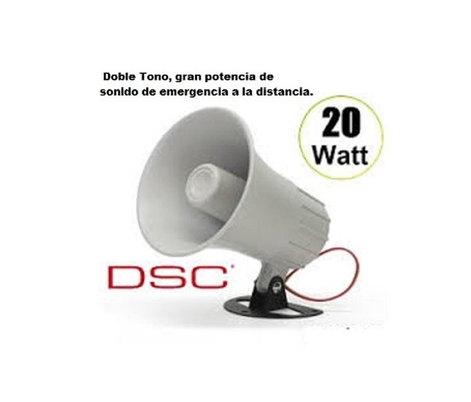DSC SD20W - Sirena Cableada para Exterior 12 VCD 20W 2 tonos 110 dB