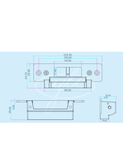 YLI YS138S - Cerradura eléctrica estándar americano / Con señal ajustable NO / NC / Uso rudo / Soporta voltaje dual 12 VDC o 24 VDC