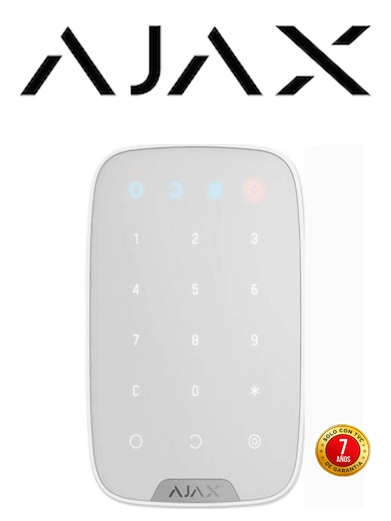 AJAX KeypadW - Teclado táctil inalámbrico con soporte de pared. Color Blanco