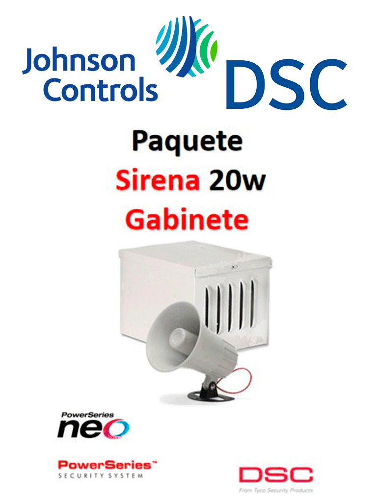 DSC S20WGPAQ - Paquete Sirena Exterior 20W con Gabinete