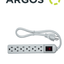 ARGOS 9700250 - Barra multicontactos con supresor de picos / 6 tomas aterrizadas / Uso interior / Color blanco / 110-125V AC / 1875W /
