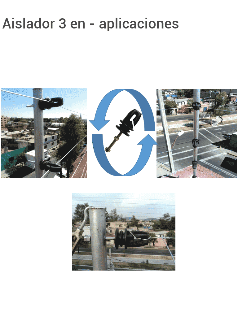 YONUSA AP401 - Aislador 3 en 1 realiza funcion de aislador Paso, esquina y tensor para cercos electricos / Resistente a la corrosión / Resistencia de tensión de 70 a 120 Kgs