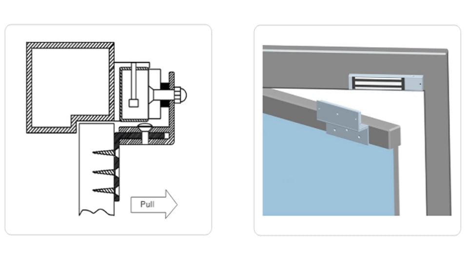 YLI YM280NLEDPAK - Paquete de Cerradura Magnética YM280N con Led y Soporte de Fijación tipo ZL / Fuerza de Sujeción 280kg (600LB) / Para puertas de madera, vidrio y metálicas