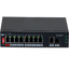 DAHUA PFS3110-8ET1GT1GF-96 -Switch PoE de 10 Puertos/ 8 Puertos Poe 10/100/ 1 Puerto SFP de 1000 Mbps/ 1 Puerto Uplink de 10/100/1000/ 96 Watts Totales/ Alimentación hasta 250 Mts/ Soporta PoE Whatchdog/ Puerto Rojo soporta IEEE 802.3bt/
