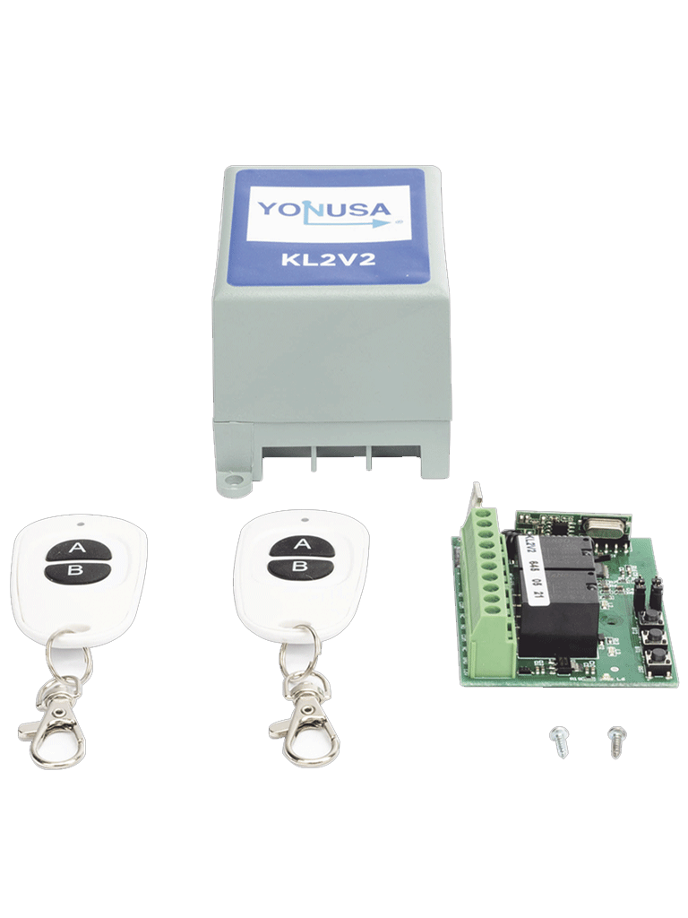 YONUSA KL2V2 - Modulo de mando receptor y dos transmisores compatible con todos los energizadores Yonusa, conexion sencilla, armado y desarmado de cerco electrico